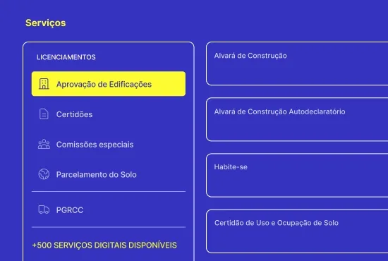Lista de licenciamentos com Aprovação de Edificações selecionada
